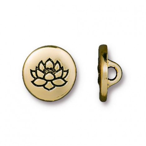 12mm TierraCast Small Lotus Button - Antique Gold