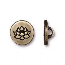 12mm TierraCast Small Lotus Button - Brass Oxide