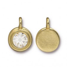 11.6x16.6mm TierraCast Swarovski Stepped SS34 Crystal Drop - 22K Gold Plated/Crystal - Each