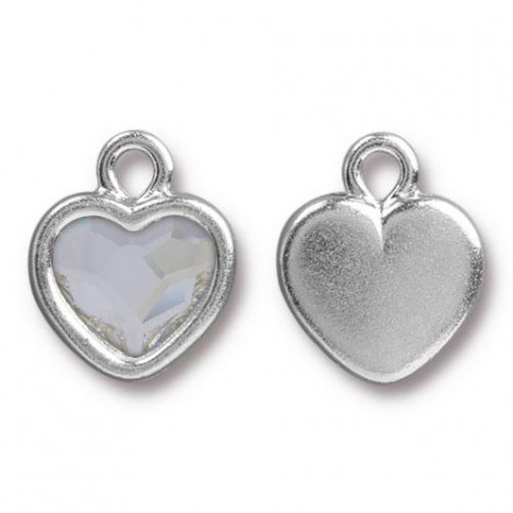 13x15mm TierraCast Swarovski Heart Drops - Crystal/Silver 