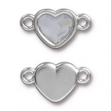11x20mm TierraCast Swarovski Heart Links - Silver/Crystal - Each