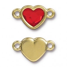 11x20mm TierraCast Swarovski Heart Links - Gold/Siam - Each
