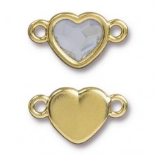 11x20mm TierraCast Swarovski Heart Links - Gold/Crystal - Each
