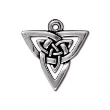22mm TierraCast Open Celtic Triangle Pendant Charm - Antique Fine Silver Plated