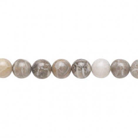 6mm Natural Fossil Coral Round Beads - 16 inch Strand