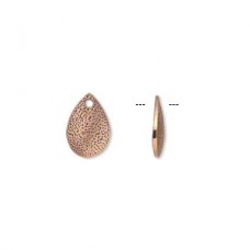8x11.5mm Satin Copper Textured Teardrop Charms