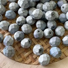 8mm Czech Firepolish Beads - Glittery Matte Silver - Pack of 20