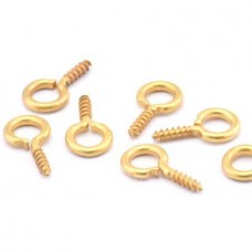 13x7mm Raw Brass Screw Eye Bails - Pack of 10