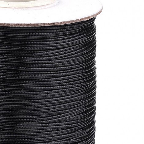 1mm Korean Waxed Polyester Braided Cord - Black - 78m (85yd) spool