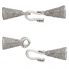 44x9mm Ant Pewter Hook Clasp Set with 6mm ID Cone Cord Ends - Per set