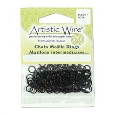 18ga 11/64" ID (6.4mm OD) Artistic Wire Chain Maille Rings -Black