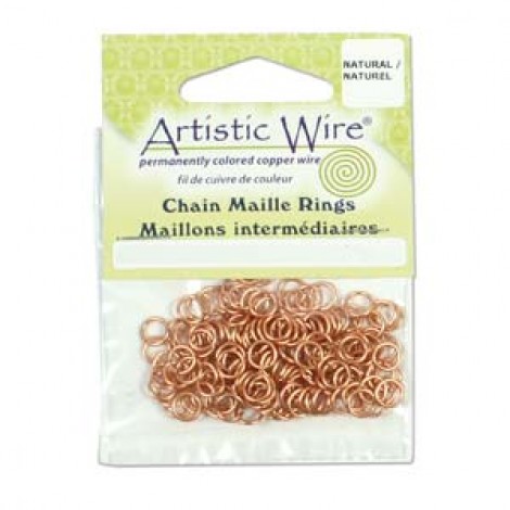 18ga 9/64" ID (5.5mm OD) Artistic Wire Chain Maille Jumprings - Natural