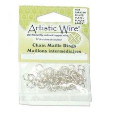 18ga 1/8" ID (5.2mm OD) Artistic Wire Chain Maille Jumprings - Tarnish Resistant Silver