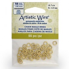 18ga 9/64" ID (5mm OD) Tarnish Resistant Brass Spiral Chain Maille Jumprings - 55pc