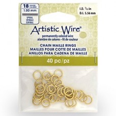 18ga 7/32" ID (7mm OD) Tarnish Resistant Brass Spiral Chain Maille Jumprings - 40pc