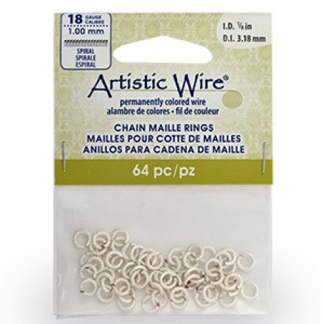 18ga 1/8" (5.2mm OD) AT Silver Spiral Chain Maille Jumprings
