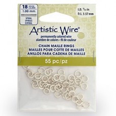 18ga 9/64" ID (5mm OD) Tarnish Resistant Silver Spiral Chain Maille Jumprings - 55pc