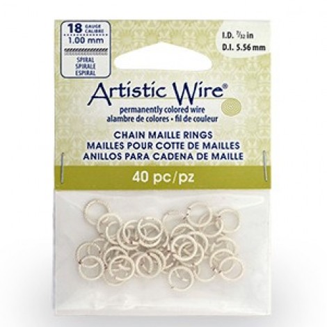 18ga 7/32" ID (7.6mm OD) Artistic Wire Tarnish Resistant Silver Spiral Chain Maille Jumprings