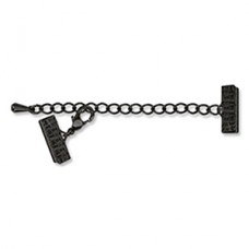 18mm Artistic Wire Ribbon End Crimps w-Ext Chain &  Clasp - Hematite - 2 sets