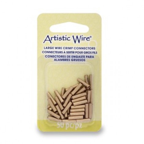 Artistic Wire Large Wire Crimps - 14ga Brass Color - Pack of 50