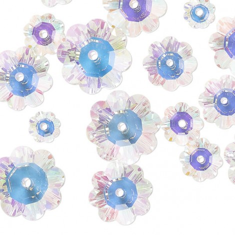 6-14mm Celestial Crystal Margarita Flower Beads - Crystal AB - Pk of 20 6-14mm Celestial Crystal Margarita Flower Beads - Crystal AB - Pk of 20