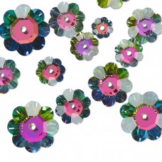 6-14mm Celestial Crystal Margarita Flower Beads - Crystal Vitrail - Pk of 20