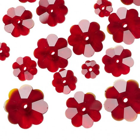 6-14mm Celestial Crystal Margarita Flower Beads - Red - Pk of 20 6-14mm Celestial Crystal Margarita Flower Beads - Red - Pk of 20