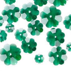 6-14mm Celestial Crystal Margarita Flower Beads - Emerald - Pk of 20