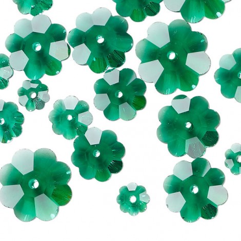 6-14mm Celestial Crystal Margarita Flower Beads - Emerald - Pk of 20 6-14mm Celestial Crystal Margarita Flower Beads - Emerald - Pk of 20