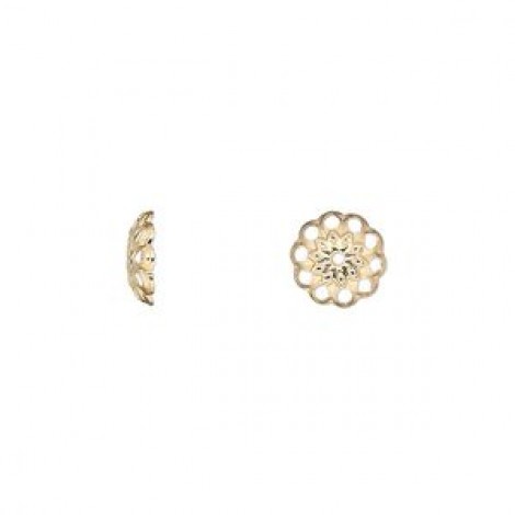 8mm Gold Plated Brass Fancy Round Filigree Beadcaps - Pack of 20