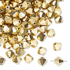 6mm Czech Preciosa Machine-Cut Crystal Bicones - Aurum 2X (Gold)