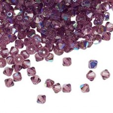 4mm Swarovski 5328 Faceted Bicones - Amethyst AB - Pack of 10