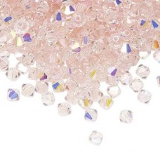 4mm Swarovski Faceted Bicones - Lt Rose AB - Pack of 10