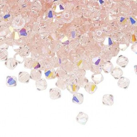 4mm Swarovski Faceted Bicones - Lt Rose AB - Pack of 10