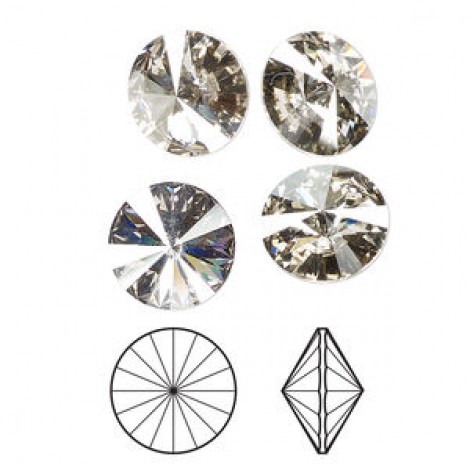 12mm Crystal Passions® Rivoli - Crystal Silver Shade - Pack of 2
