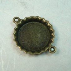 16mm Antique Bronze Plated Pewter Round Bezel Link - Pack of 10
