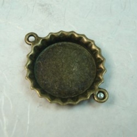 16mm Antique Bronze Plated Pewter Round Bezel Link