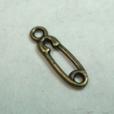 17x5mm Vintage Style Ant Bronze Safety Pin Charms - Pack of 10