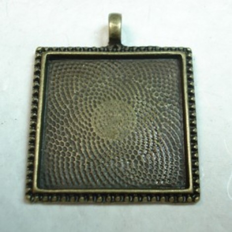 30mm (25mm ID) Ant Bronze Square Beaded Bezel Frame