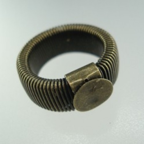 Antique Bronze Alloy Elastic Ring with 12mm blank pad - Pack of 2