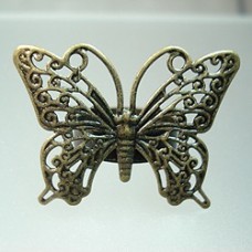 Antique Brass Filigree Butterfly Rings - Pack of 2