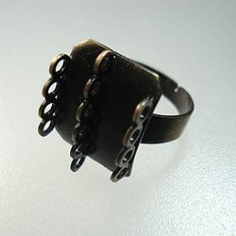 Antique Bronze Adjustable Ring with Square top + 14 Loops - Pack of 2 Antique Bronze Adjustable Ring with Square top + 14 Loops - Pack of 2