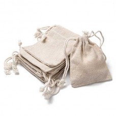 95mmx78mm Natural Cotton Drawstring Pouches - Pack of 5