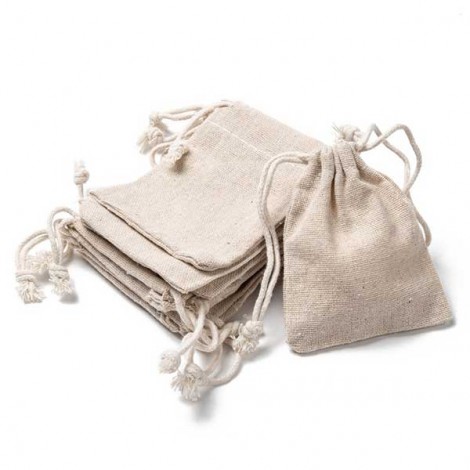 95mmx78mm Natural Cotton Drawstring Pouches - Pack of 5