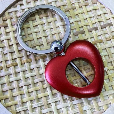 Add-a-Bead Heart Beadable Keyring - Satin Red