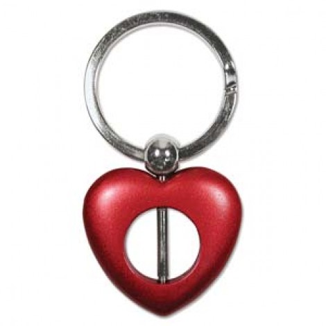 Add-a-Bead Heart Keyring - Satin Red