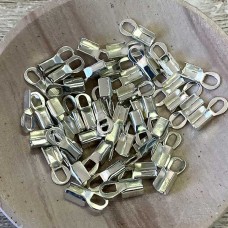 3mm Evergleam Silver Plated Fold Over Leather Ends - Pack of 10