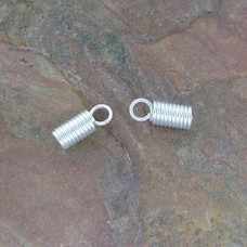 3mm ID Evergleam Anti-Tarnish Silver Plated Cord End Coils w-Loop