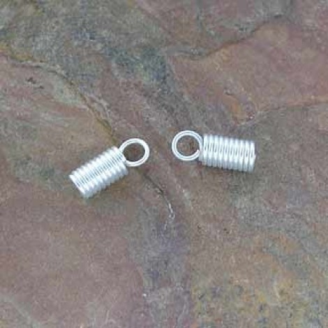 3mm ID Evergleam Anti-Tarnish Silver Plated Cord End Coils w-Loop