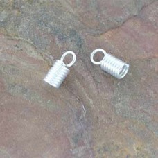 3.5mm ID Evergleam Silver Plated Cord End Coils w-Loop - Pack of 20